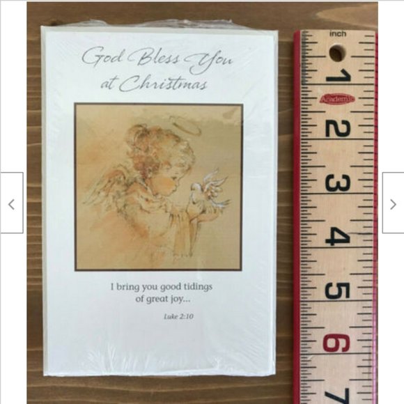 God Bless You at Christmas Angel Wishing Well 5 Pack Cards & Envelopes Luke 2:10 - Picture 1 of 2